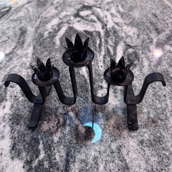 Art Deco Holt Howard  Undulating Candelabra Wrought Iron Wavy French - Picture 9 of 10